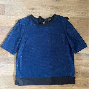 St John sequin black and blue evening top size M